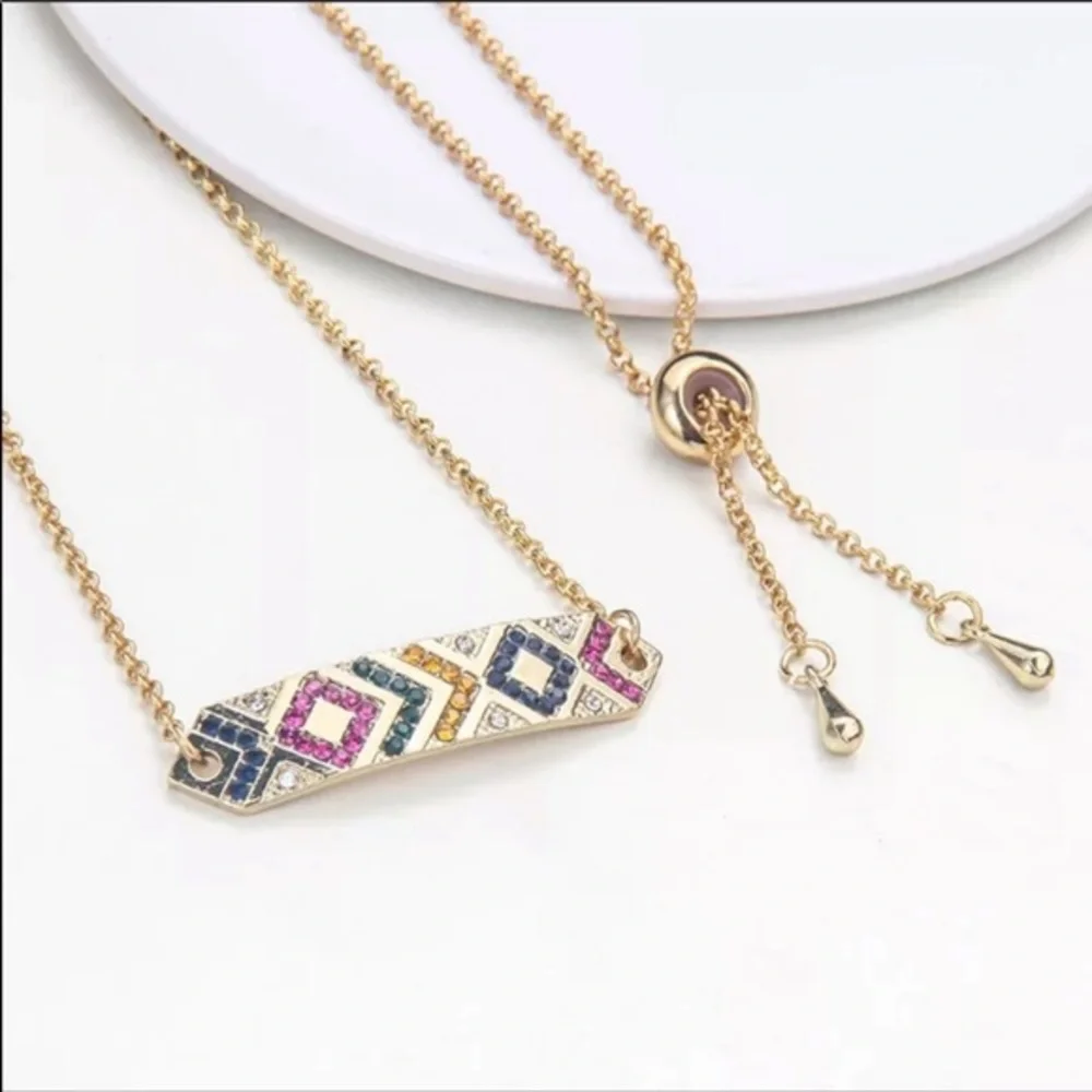 Boho Stripe Rhinestone Necklace - Picture 3 of 4